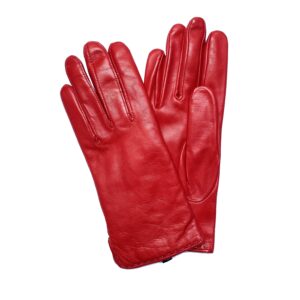 GANTS-EN-CUIR-AGNEAU-DOUBLURE-CACHEMIRE-COULEUR ROUGE-VIF-POUR-FEMME_MODELE-ODENSE-VUE-FACE