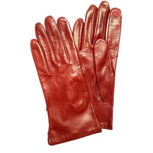 GANTS-TACTILE-EN-CUIR-ROUGE-POUR-FEMME-DOUBLURE-SOIE_MODELE-BASTIA-VUE-FACE